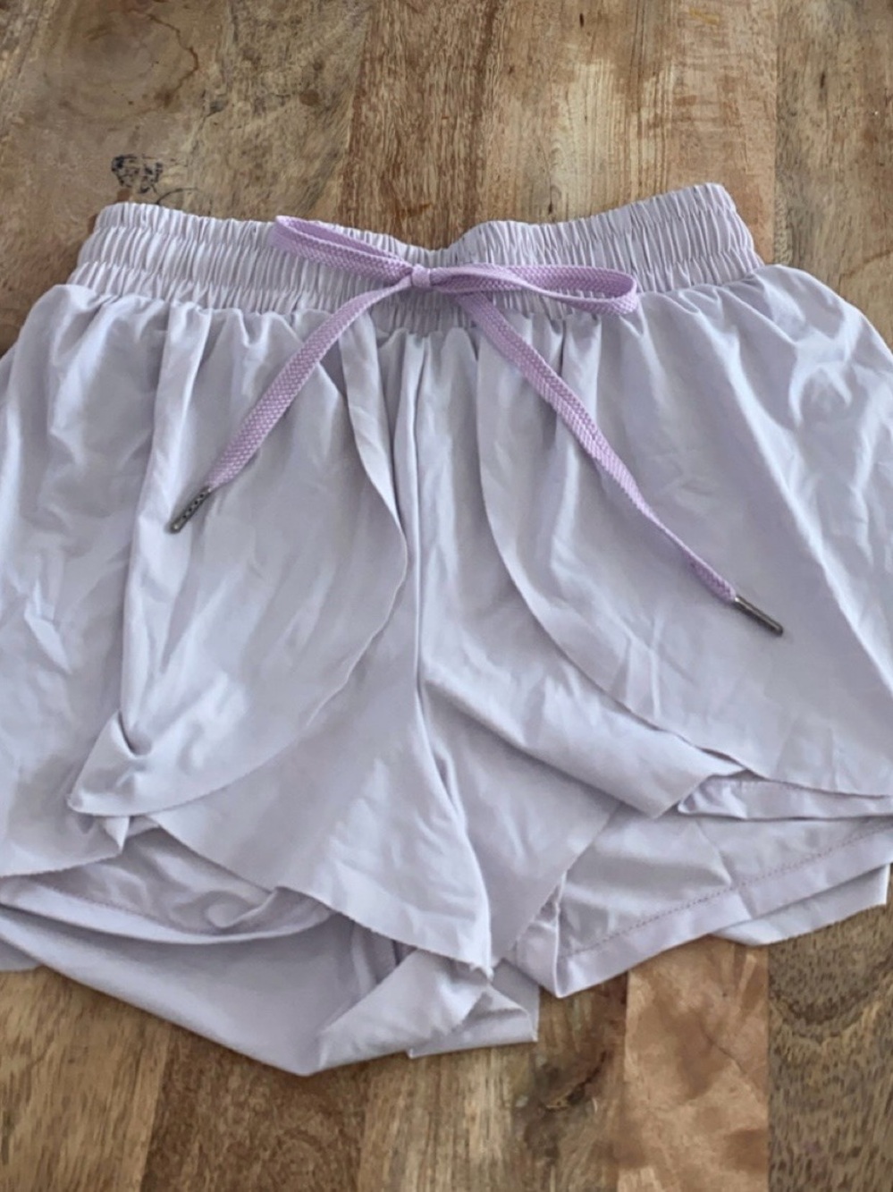 Light Lavender Drawstring Athletic butterfly Shorts. Shorts W phone pocket